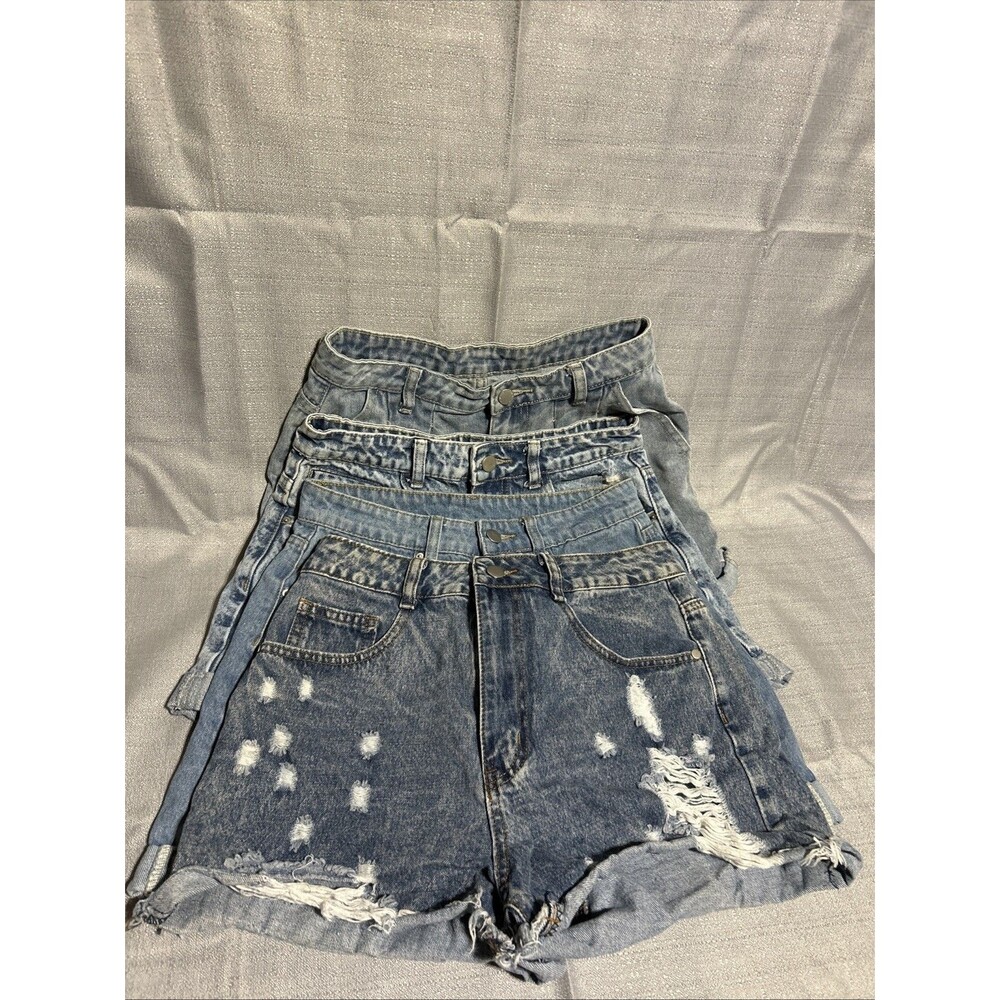 Lot Of 4 Jean Shorts Women Denim Waist spring break chic summer boho distressed